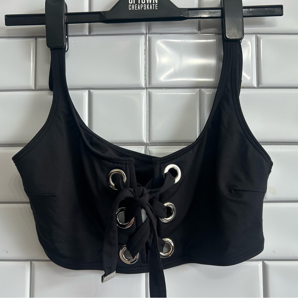 Michael Kors Black Lace-Up Crop Top / size M/L